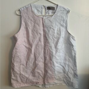 100% Linen Pink and White Sleeveless Top